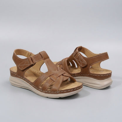 Orthopedic Cross Strap Wedge Sandals for Women – Comfortable Support & Adjustable Fit