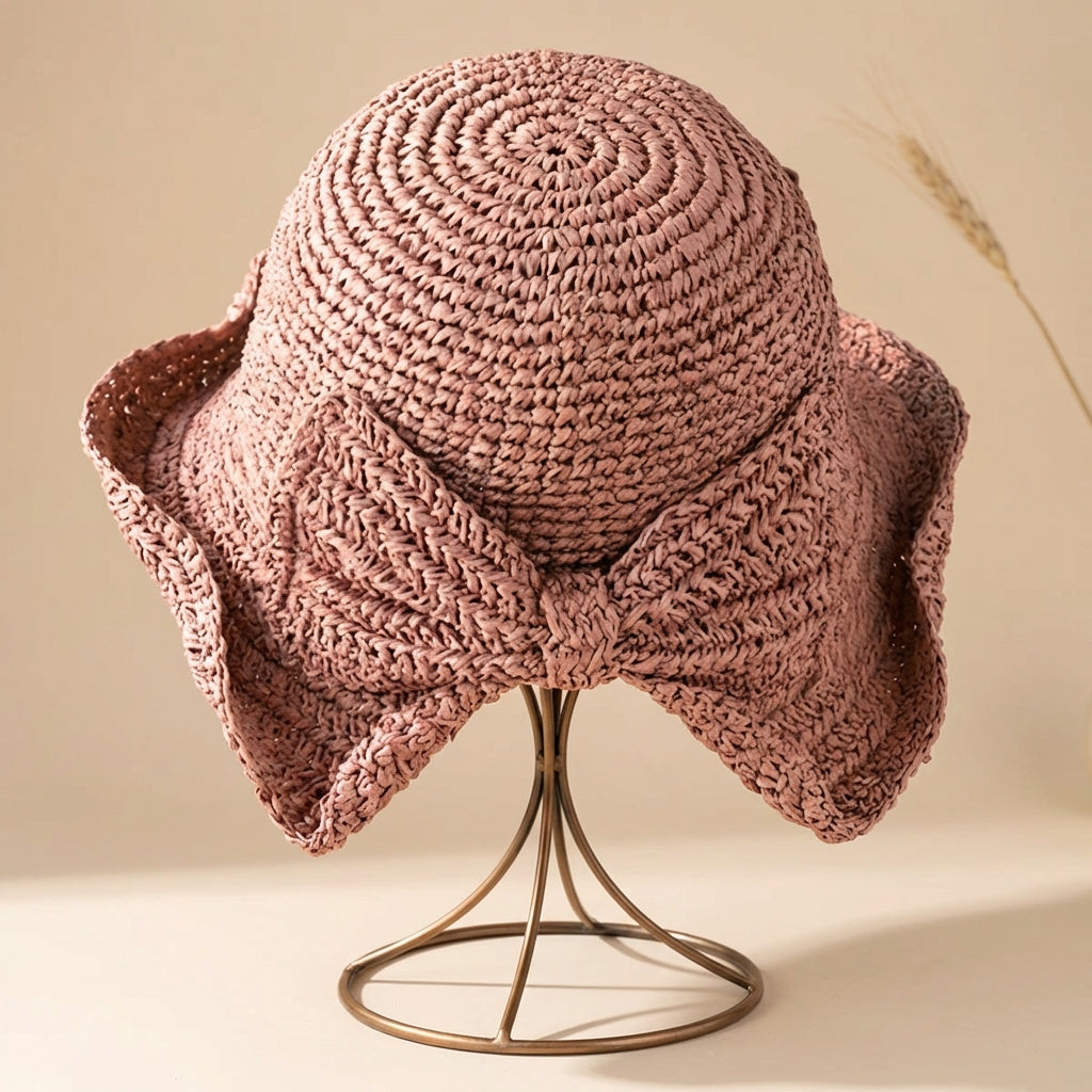 Relaxed Fit Bow Sun Hat for Women – Stylish Beach Protection