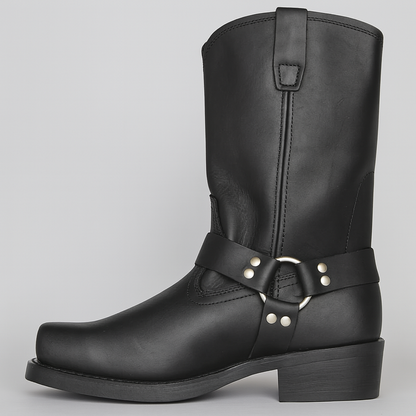 Isla Mid-Calf Cowboy Boots | Harness Strap Block Heel Boots