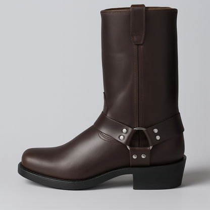 Isla Mid-Calf Cowboy Boots | Harness Strap Block Heel Boots