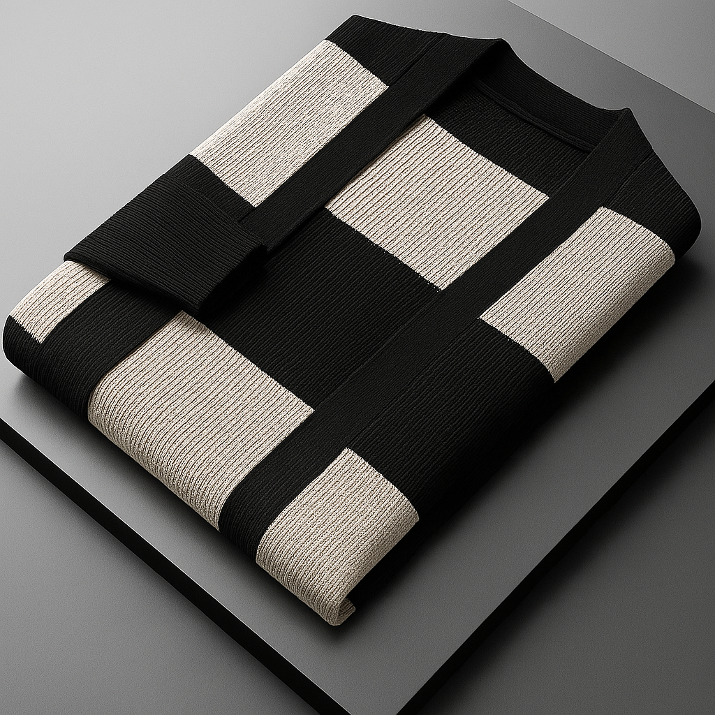 Oliver Regular Fit Cardigan | Striped Open Front V-Neck Cardigan