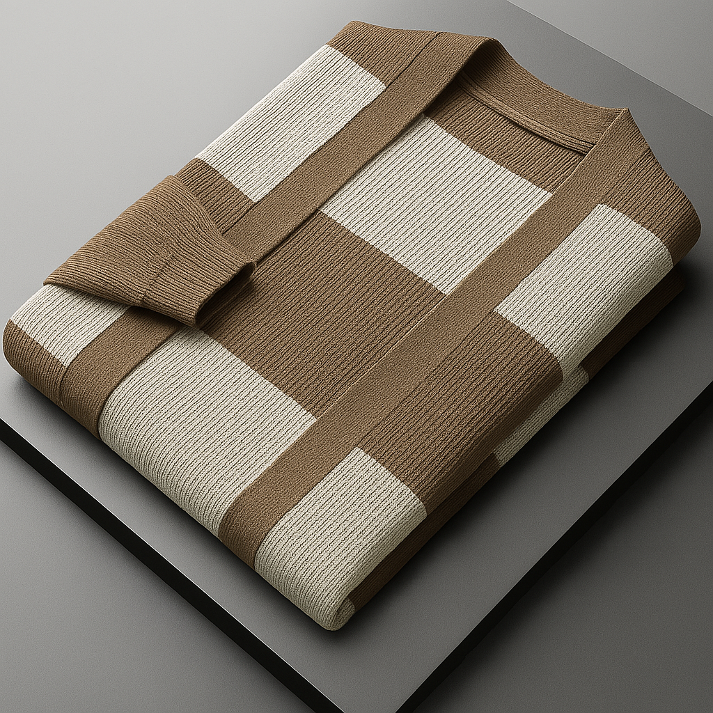 Oliver Regular Fit Cardigan | Striped Open Front V-Neck Cardigan