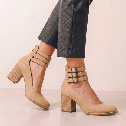 Round Toe Block Heel Ankle Boots for Women – Stylish & Supportive Design