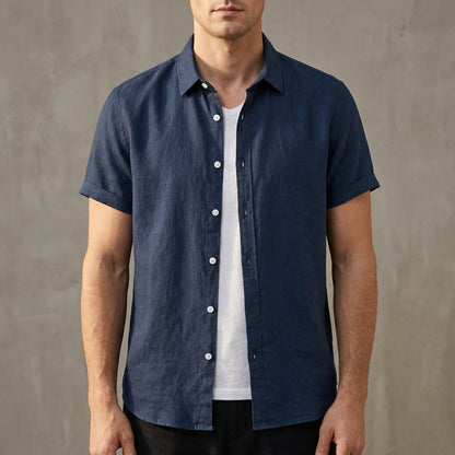 Relaxed Fit Short Sleeve Button-Down Shirt for Men – Breathable Casual Comfort