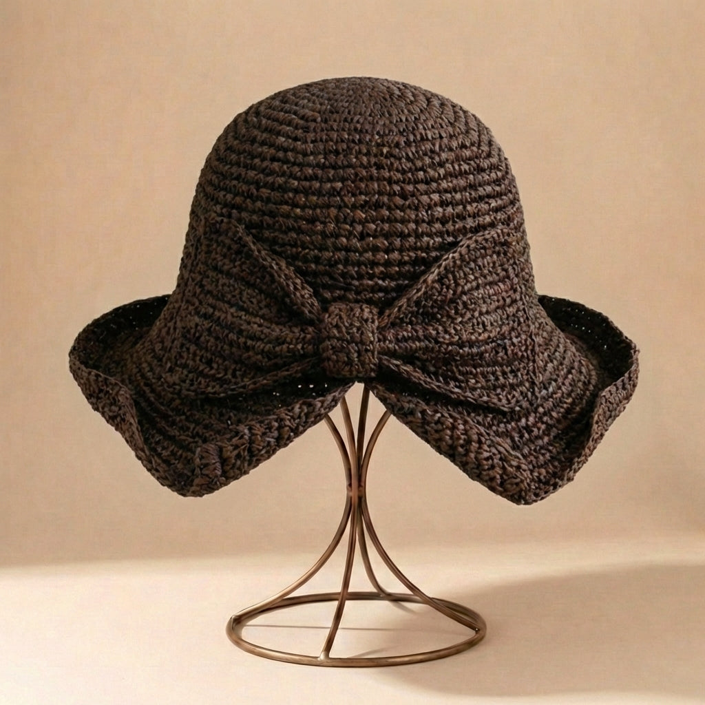 Relaxed Fit Bow Sun Hat for Women – Stylish Beach Protection