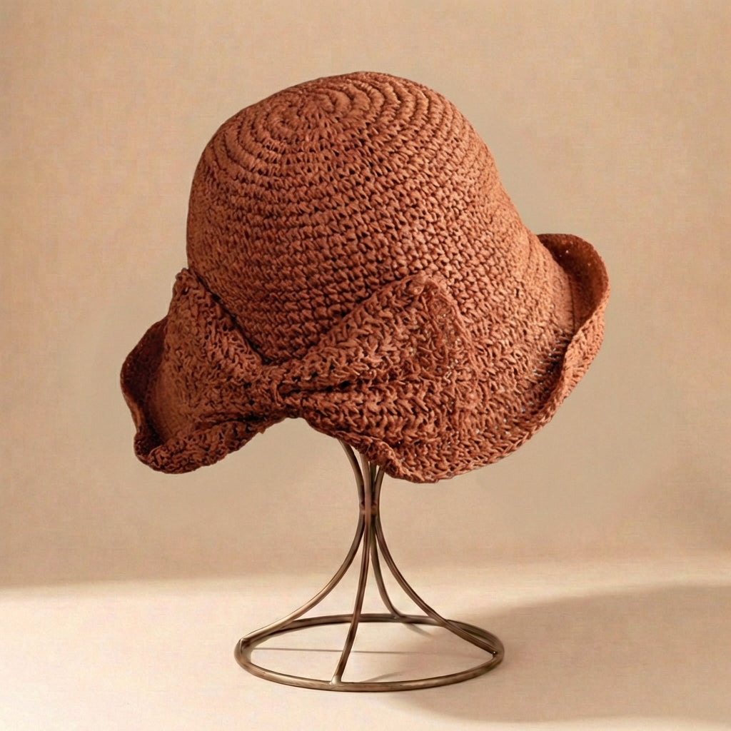 Relaxed Fit Bow Sun Hat for Women – Stylish Beach Protection