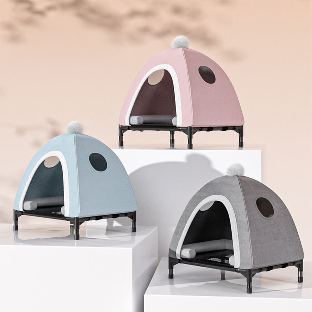 Orthopedic Fabric Pet Tent Bed with Domed Shape