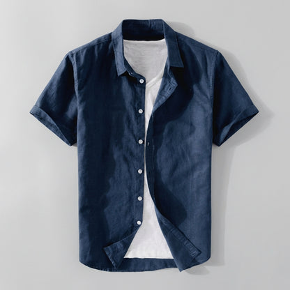 Relaxed Fit Short Sleeve Button-Down Shirt for Men – Breathable Casual Comfort