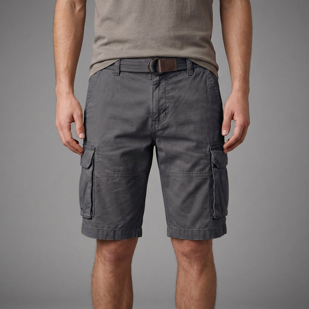 Relaxed Fit Belted Cargo Shorts for Men – Casual Comfort & Utility