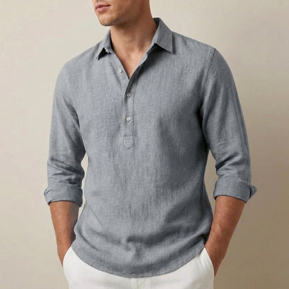 Regular Fit Collared Pop-Over Shirt for Men – Breathable Casual Comfort