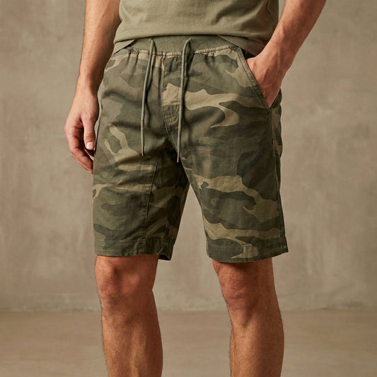 Relaxed Fit Camouflage Knee-Length Shorts for Men – Comfortable Casual Wear