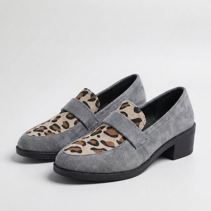 Orthopedic Strap Detail Leopard Print Block Heel Loafers for Women – Supportive Stylish Comfort