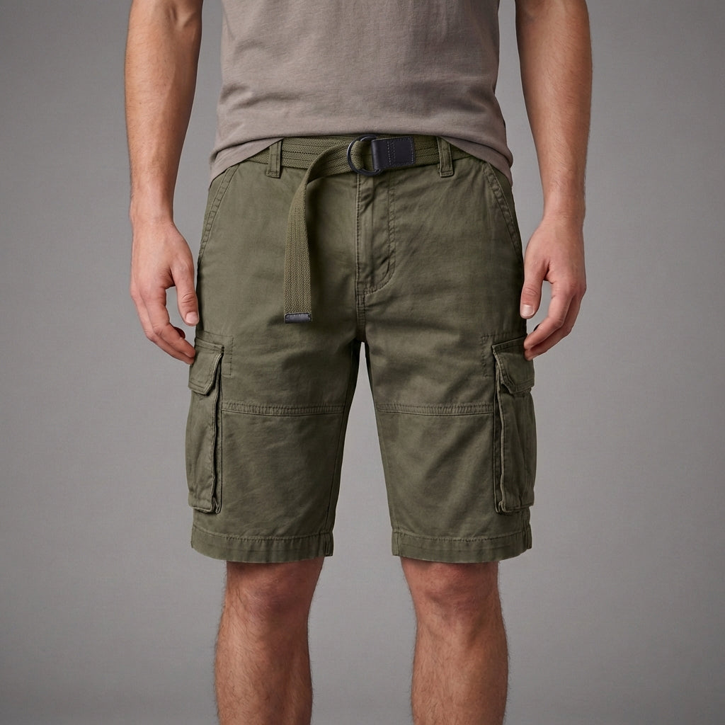 Relaxed Fit Belted Cargo Shorts for Men – Casual Comfort & Utility