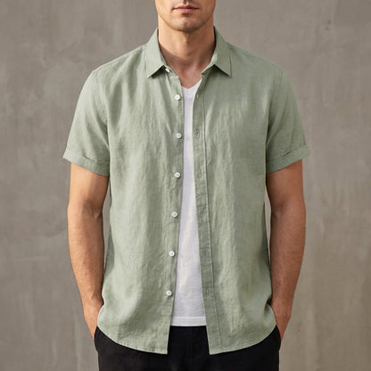 Relaxed Fit Short Sleeve Button-Down Shirt for Men – Breathable Casual Comfort