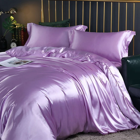Luxury Silk Bedding Set with Glossy Texture