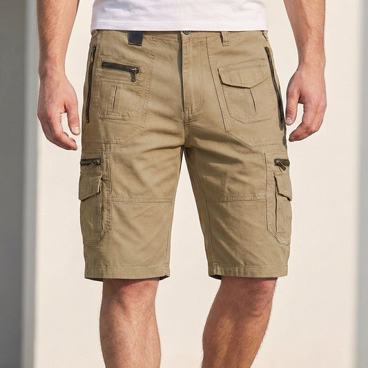 Relaxed Fit Solid Knee-Length Cargo Shorts for Men – Functional & Comfortable Design