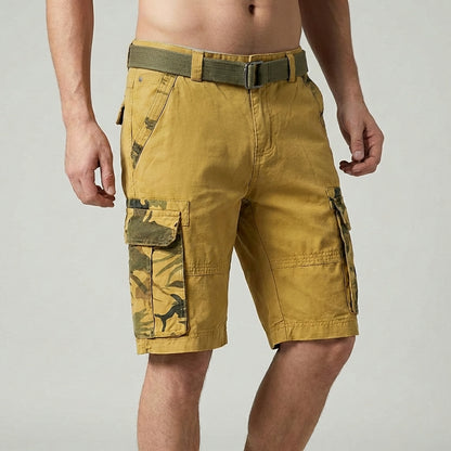 Relaxed Fit Belted Knee-Length Cargo Shorts for Men – Stylish Durable Comfort