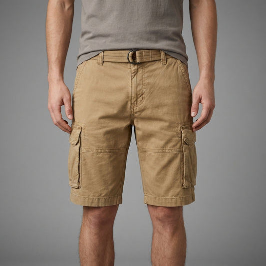 Relaxed Fit Belted Cargo Shorts for Men – Casual Comfort & Utility