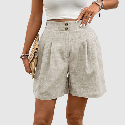 High-Waisted Pleated Shorts for Women – Casual Stylish Comfort