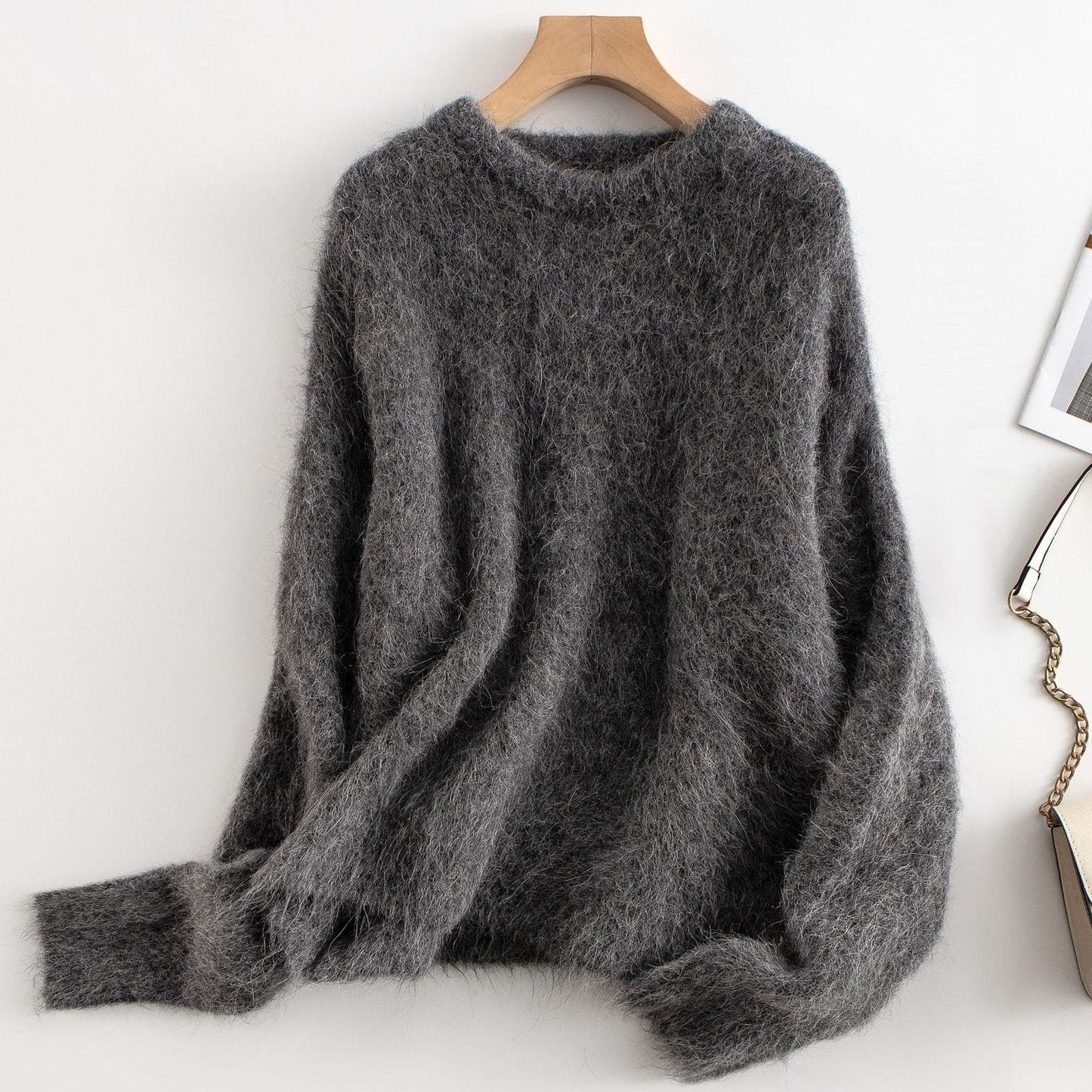 Sienna Oversized Sweater | Crewneck Ribbed Cuffs Sweater
