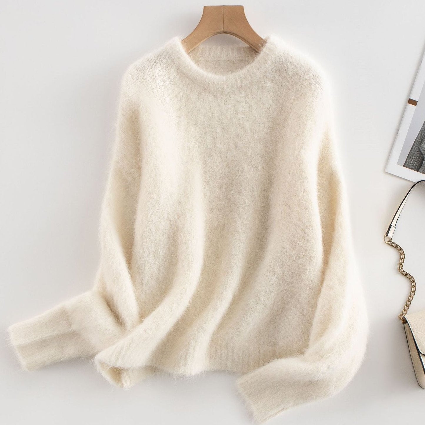 Sienna Oversized Sweater | Crewneck Ribbed Cuffs Sweater