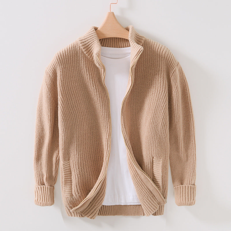 Oliver Relaxed Fit Cardigan | Ribbed Full-Zip Side Pockets Cardigan