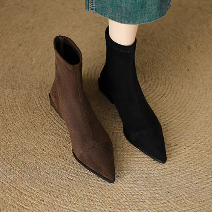 Amelia Fitted Ankle Boots | Pointed Toe Block Heel Ankle Boots
