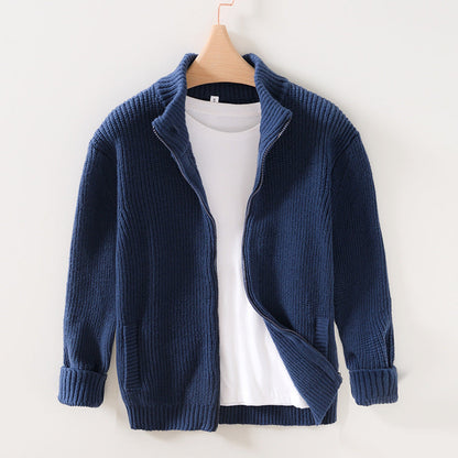 Oliver Relaxed Fit Cardigan | Ribbed Full-Zip Side Pockets Cardigan