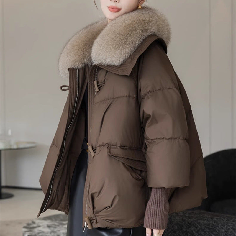 Isabella Quilted Relaxed Fit Puffer Jacket | Fur Collar Drawstring Waist Puffer Jacket