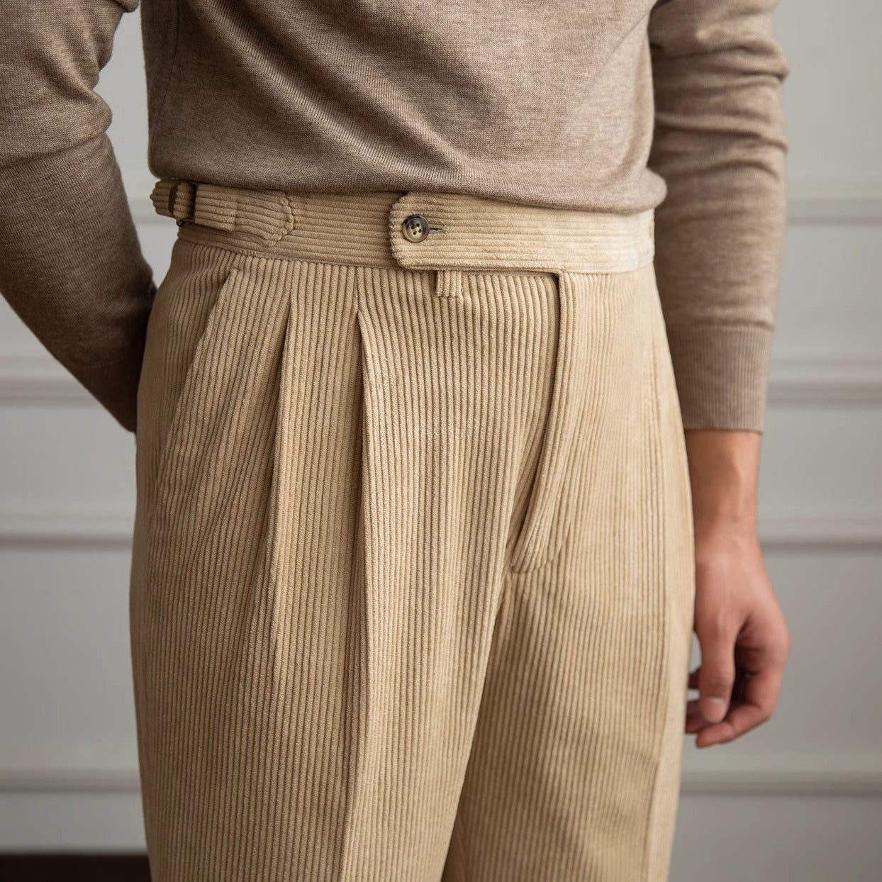 Theodore Pleated Relaxed Fit Trousers | Solid Full-Length Trousers