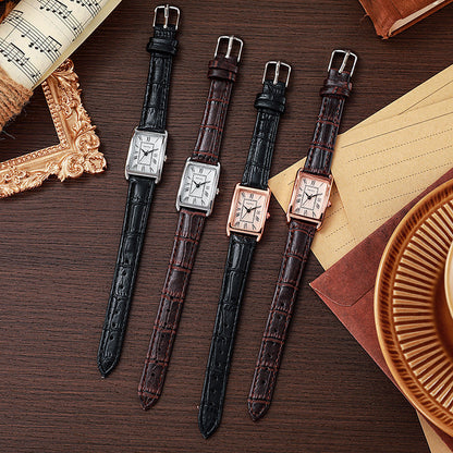 Sophia Rectangular Case Wrist Watch | Roman Numerals Patterned Wrist Watch