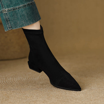 Amelia Fitted Ankle Boots | Pointed Toe Block Heel Ankle Boots