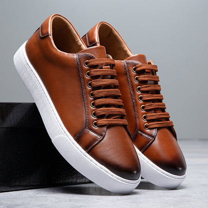 Oscar Classic Silhouette Low-Top Sneakers | Lace-Up Solid Burnished Sneakers