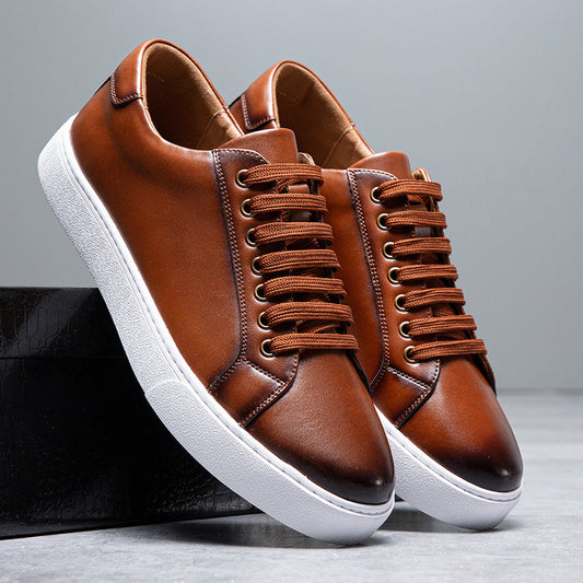 Oscar Classic Silhouette Low-Top Sneakers | Lace-Up Solid Burnished Sneakers