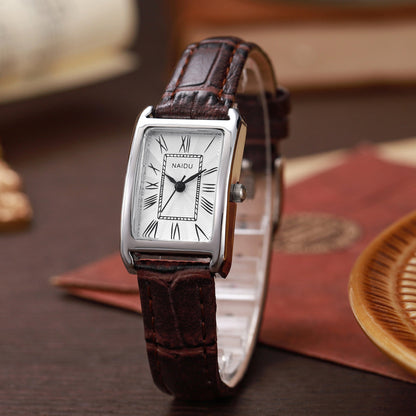 Sophia Rectangular Case Wrist Watch | Roman Numerals Patterned Wrist Watch
