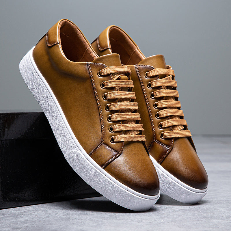 Oscar Classic Silhouette Low-Top Sneakers | Lace-Up Solid Burnished Sneakers