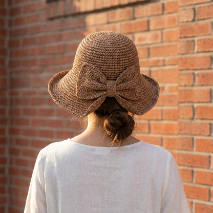 Relaxed Fit Bow Sun Hat for Women – Stylish Beach Protection