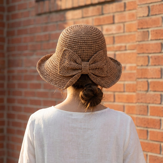 Relaxed Fit Bow Sun Hat for Women – Stylish Beach Protection