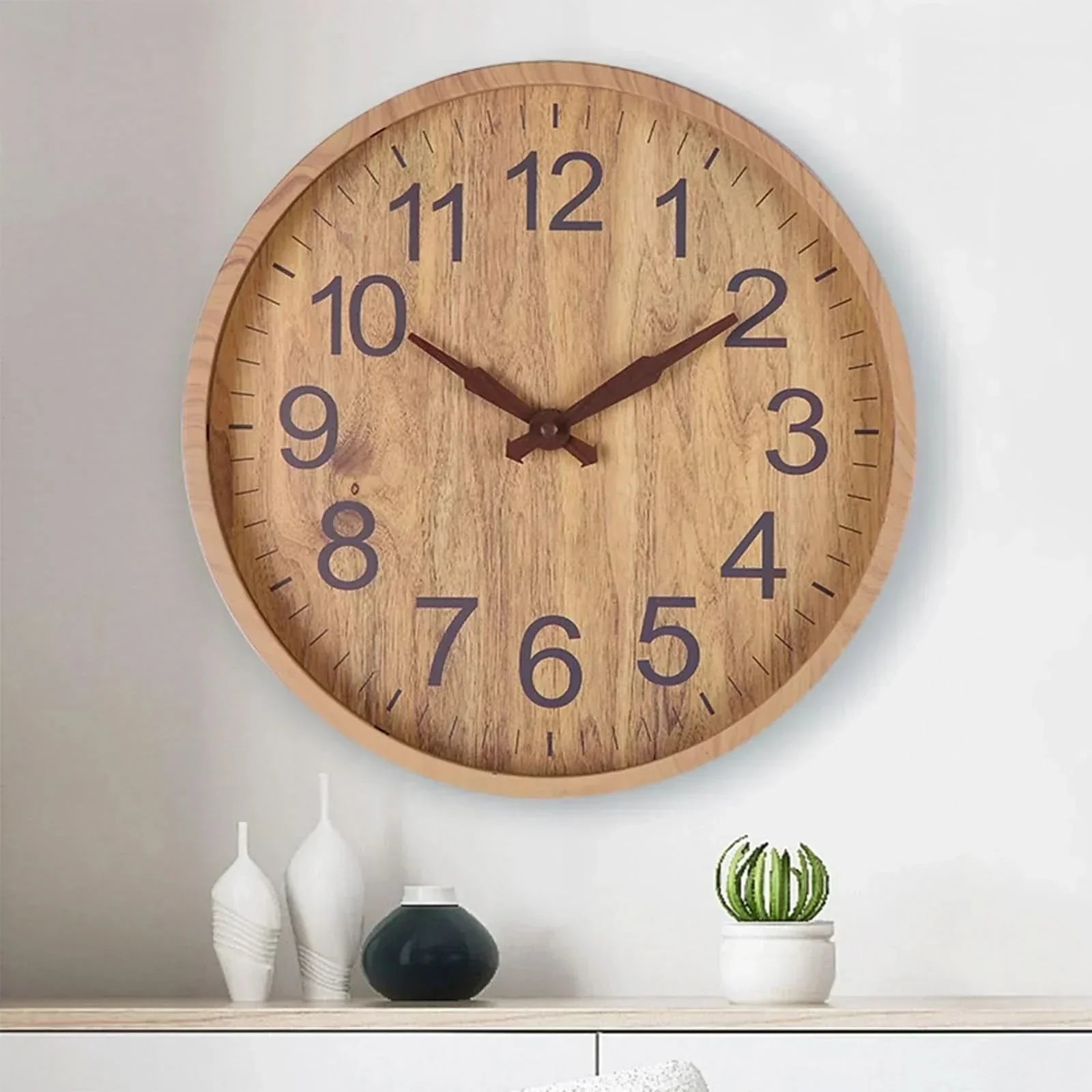 Minimalist Wooden Wall Clock with Natural Texture