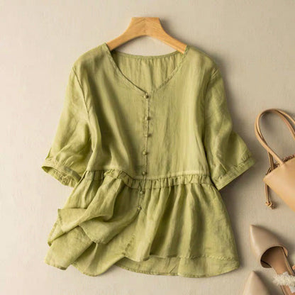 Relaxed Fit Ruffled Peplum Blouse for Women – Stylish & Comfortable Design