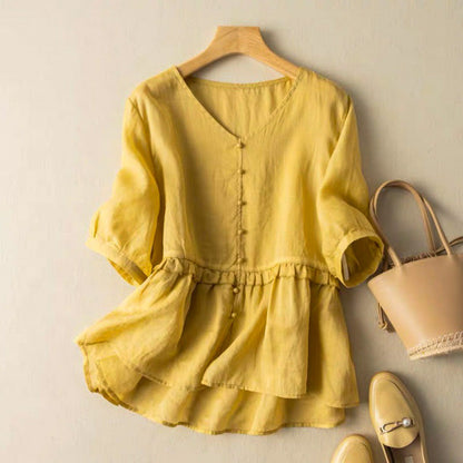 Relaxed Fit Ruffled Peplum Blouse for Women – Stylish & Comfortable Design