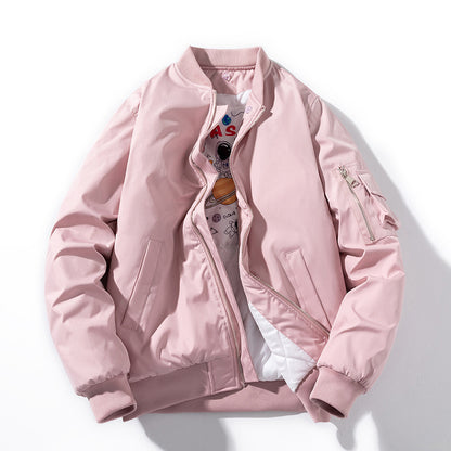 Jack Relaxed Fit Bomber Jacket | Stand Collar Long Sleeve Bomber Jacket
