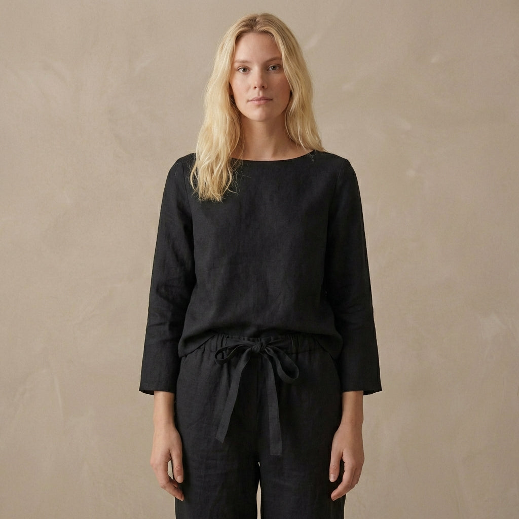 Relaxed Fit Blouse And Tie-Waist Pants Set for Women – Casual Comfort & Style