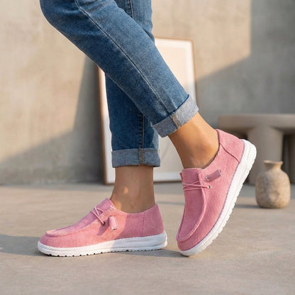 Ribbed Upper Slip-On Low-Top Casual Shoes for Women – Orthopedic Comfort & Support