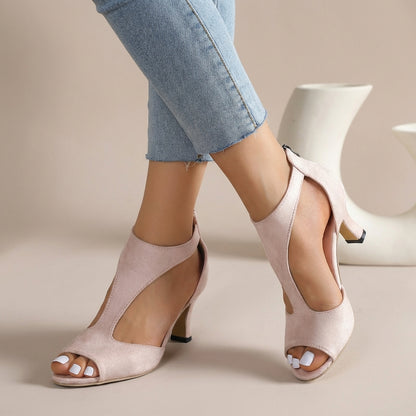 Orthopedic T-Strap Peep-Toe Block Heels for Women – Comfortable Supportive Design