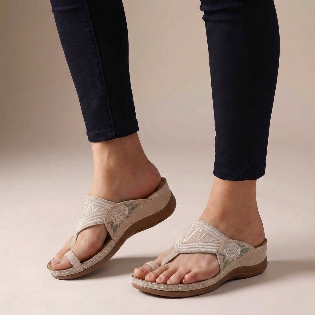Orthopedic Toe Loop Comfort Sandals for Women – Cushioned Supportive Slip-On Walking Design