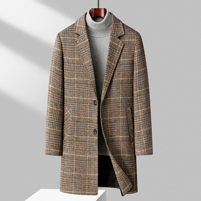 Thomas Relaxed Fit Overcoat | Plaid Knee-Length Overcoat