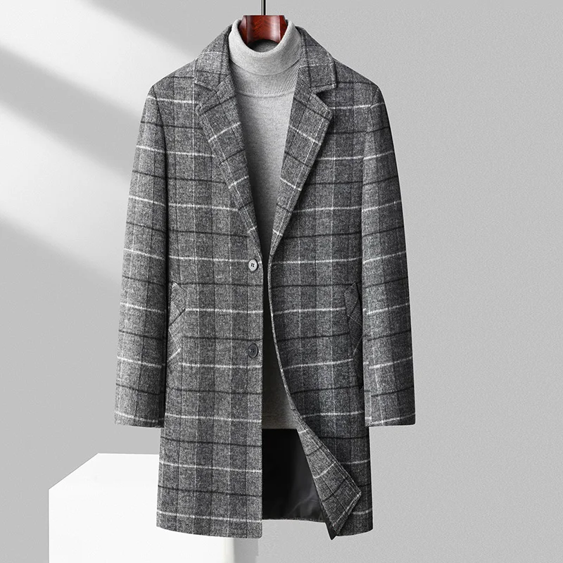 Thomas Relaxed Fit Overcoat | Plaid Knee-Length Overcoat