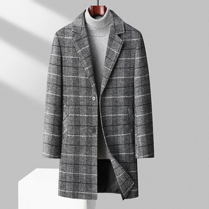 Thomas Relaxed Fit Overcoat | Plaid Knee-Length Overcoat
