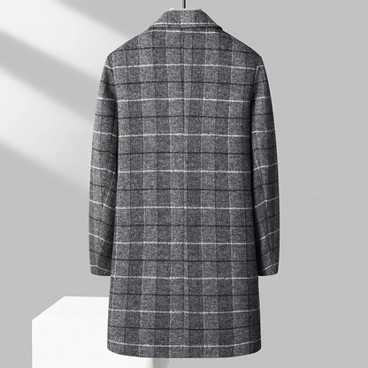 Thomas Relaxed Fit Overcoat | Plaid Knee-Length Overcoat